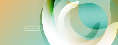 Soyut arkaplan özellikleri üst üste binen daireler, gradyanlar. Yumuşak renkler modern, akıcı görsel efektler yaratır. Minimalist tasarım.