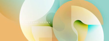 Soyut geometrik şekiller çakışıyor. Yumuşak turuncu, deniz mavisi renkleri modern arkaplan tasarımı yaratır. Minimalist tarz, pürüzsüz gradyanlar mevcut.