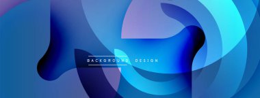 Soyut sıvı şekiller, canlı mavi renkler, modern tasarım. Gradyan katmanlar dinamik görsel efekt yaratır. Metin arkaplan tasarımı okur.