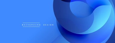 Soyut mavi arkaplan. Üst üste binen şekiller dinamik görsel efekt yaratır. Modern tasarım öğeleri akıcılık ve yenilik önerir.