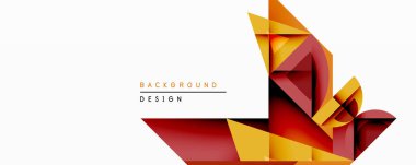 Soyut geometrik tasarım. Üst üste binen şekiller dinamik bileşim yaratır. Sıcak renk paleti baskın, kırmızılar, portakallar, sarılar. Minimalist estetik modern arka planlara uyuyor.