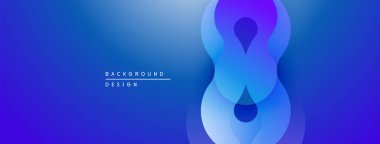 Soyut mavi tasarım özellikleri üst üste binen yuvarlak şekiller. Gradyan derinlik yaratır, modern estetik. Minimalist kompozisyon, canlı renkler.