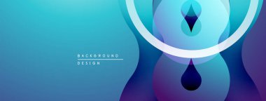 Soyut eğim arkaplanı. Mavi, turkuaz, mor renkler düzgün bir şekilde harmanlanmış. Katmanlı şekilli minimalist tasarım, modern estetik.