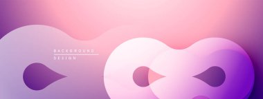 Soyut şekiller harmanlanarak, yumuşak gradyan arkaplan oluşturur. Pembe, mor renkler modern estetik sunarak tasarıma hükmediyor..