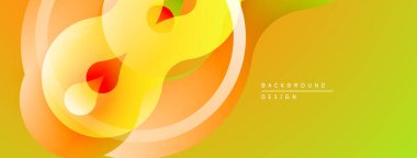 Soyut enerjik tasarım. Üst üste binen şekiller dinamik akış yaratır. Sıcak renkler kompozisyona hakim, enerji ve iyimserlik öneriyor..