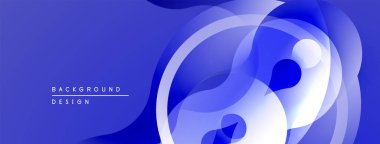 Soyut mavi katmanlar akışkan şekiller yaratır. Dereceli gölgeler derinlik sunar, modern estetik. Minimalist tasarım arka planlara, sunumlara uyuyor.