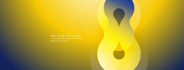 Soyut sarı tasarım, üst üste binen şekiller. Koyu mavi ile parlak altın karışımı. Minimalist tarz, modern estetik.