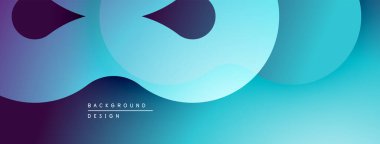 Soyut akış şekilleri, gradyan maviler, morlar modern arka plan oluşturur. Minimalist tasarım, pürüzsüz geçişler, görsel uyum mevcut.