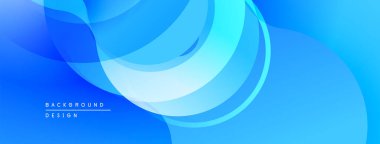 Soyut mavi arkaplan. Pürüzsüz örtüşen şekiller dinamik akış yaratır. Dijital projeler için modern tasarım.