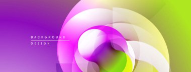 Soyut enerjik tasarım. Üst üste binen katmanlar dinamik görsel efekt yaratır. Mor, yeşil, beyaz renkler kusursuz bir şekilde harmanlanır. Modern estetik.