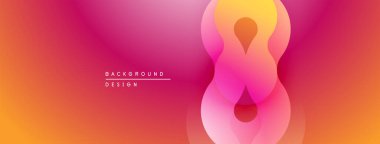 Soyut gradyan tasarım özellikleri üst üste binen yuvarlak şekiller. Sıcak renkler baskın, modern görsel efektler yaratıyor..