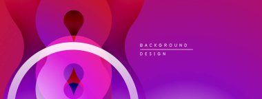 Soyut şekiller örtüşüyor, canlı mor, pembe renkler yaratıyor. Arkaplan ve sunumlar için modern tasarım ögesi.