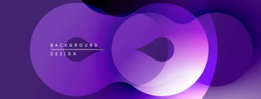 Soyut mor tasarım, üst üste binen daireler. Gradyan gölgeler derinlik yaratır, modern estetik. Minimalist kompozisyon, pürüzsüz geçiş.