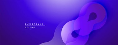 Soyut mor tasarım akışkan şekiller, gradyanlar içerir. Modern arka plan akıcılığı ve dinamizmi çağrıştırıyor. Minimalist estetik.