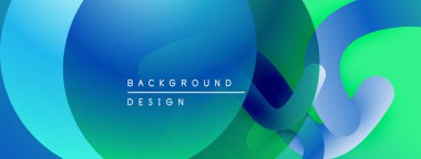 Soyut sıvı şekilleri mavi ve yeşillikleri harmanlıyor. Modern tasarım hareketi çağrıştırıyor, derinliği. Gradyan renkler dinamik görsel efekt yaratır.