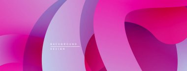 Soyut pembe mor eğimli katmanlar modern arkaplan oluşturur. Düz şekiller örtüşür, dinamik görsel doku sunar.