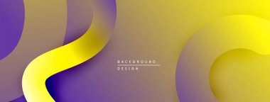 Soyut arkaplan özellikleri akan şekiller, gradyanlar. Sarı, mor, kahverengi renkler modern tasarım yaratır. Minimalist estetik.
