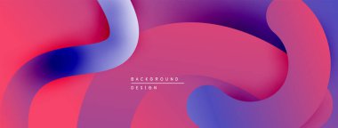 Soyut sıvı şekiller, canlı renklerin karışımı. Pembe, mor, mavi renkler dinamik arkaplan tasarımı yaratır. Yumuşak kıvrımlar hareketi gösterir.