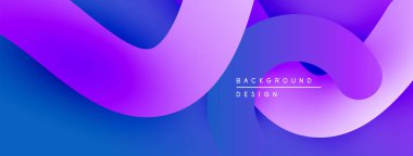 Soyut akışkan şekiller, canlı mor, mavi gradyanlar. Modern tasarım ögesi, düz eğriler, dinamik bileşim.