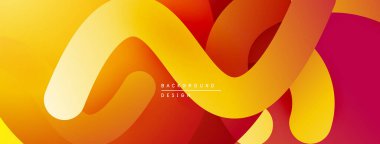 Soyut akış kurdeleleri, sıcak renk eğimleri. Modern tasarım, dinamik şekiller, pürüzsüz geçişler. Dijital projeler için arkaplan ögesi.