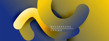 Soyut tasarım katmanlı şekiller, canlı sarı, koyu mavi renkler içerir. Modern estetik, minimalist kompozisyon, uygun arkaplan ögesi.