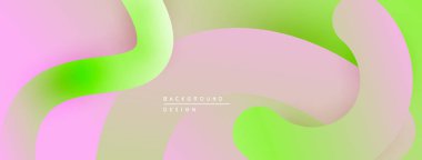Soyut sıvı şekilleri, pembeler, yeşiller yumuşak bir arkaplan oluşturur. Minimalist tasarım, modern estetik. Yumuşak kıvrımlar, yumuşak akış.