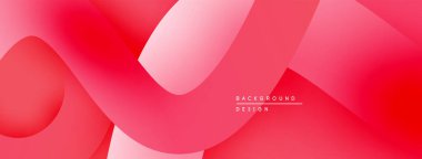 Soyut kırmızı arkaplan. Düz kıvrımlar, gradyanlar dinamik görsel akış yaratır. Projeler için modern tasarım ögesi.