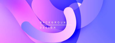 Soyut sıvı şekiller, canlı mor, mavi renkler. Modern tasarım elementleri, pürüzsüz eğimler, dinamik bileşimler. Arkaplan dokusu.