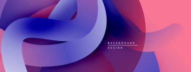 Soyut sıvı şekilleri mor, pembe ve mavi renkleri harmanlıyor. Modern tasarım hareketi, enerjiyi, yumuşak eğilimleri çağrıştırıyor. Minimalist estetik.