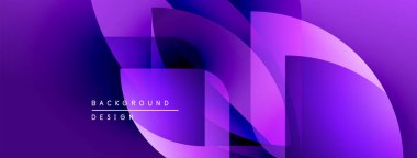Soyut mor arkaplan. Üst üste binen şekiller dinamik görsel efekt yaratır. Modern tasarım elementleri renkleri sunar.