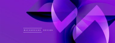 Soyut mor arkaplan. Dinamik şekiller üst üste biniyor, modern tasarım yaratıyor. Yumuşak eğimler hareketi, derinliği gösterir. Mevcut en küçük metin.
