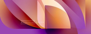 Soyut geometrik şekiller canlı turuncu ve mor renkleri harmanlarlar. Modern tasarım dinamik görsel akış yaratır. Arkaplan özellikleri metin ögesi.