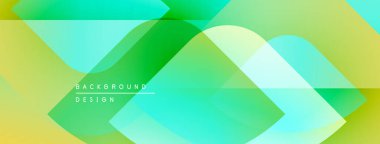 Soyut geometrik arkaplan. Üst üste binen şekiller parlak sarı ve yeşil renkler yaratır. Dijital projeler için modern tasarım ögesi.