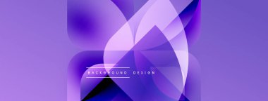 Soyut mor arkaplan. Üst üste binen şekiller dinamik görsel efekt yaratır. Modern tasarım elementleri pürüzsüz eğimler sunar.