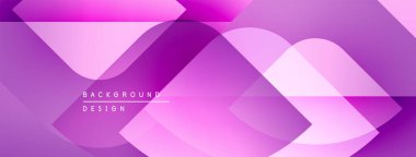 Soyut mor arkaplan. Üst üste binen şekiller dinamik görsel efekt yaratır. Çeşitli projeler için modern tasarım.