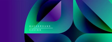 Soyut gradyanlar çakışıyor, dinamik görsel etki yaratıyor. Modern tasarım canlı mor, mavi ve yeşil renklere sahiptir. Metin arkaplan tasarımı okur.