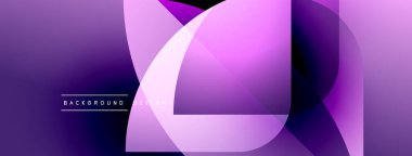 Soyut mor tasarım. Üst üste binen şekiller dinamik görsel efekt yaratır. Dijital projeler için modern arkaplan.