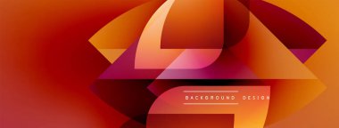 Soyut geometrik tasarım. Turuncu, kırmızı renkler dinamik katmanlı etki yaratır. Dijital projeler için modern arkaplan.