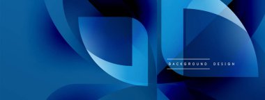 Soyut mavi şekiller dinamik akış tasarımı yaratır. Gradyan gölgeler modern görsel cazibe sunar. Minimalist stil çeşitli uygulamalara uyar.