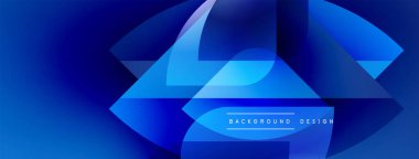 Soyut mavi arkaplan. Geometrik şekiller örtüşür, dinamik görsel efekt yaratır. Dijital projeler için modern tasarım.