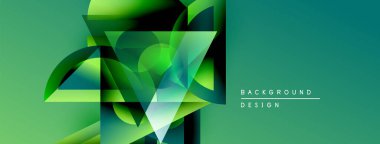 Soyut geometrik tasarım. Yeşil gölgeler baskın, dinamik görsel etki yaratıyor. Modern tarz, arka planlar ve sunumlar için uygun.