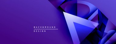 Soyut mor tasarım geometrik şekiller, gradyanlar, metin arkaplan tasarımı içerir. Modern, dinamik görsel kompozisyon.