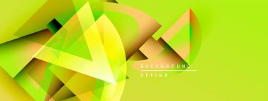 Soyut geometrik şekiller örtüşür, parlak sarı ve yeşil renkler yaratır. Sancaklar ve arka planlar için modern tasarım uygun.