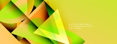 Soyut geometrik şekiller örtüşür, parlak sarı, turuncu ve yeşil renkler yaratır. Modern tasarım enerjik ve dinamik hissettiriyor..