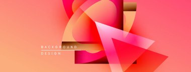 Soyut tasarım özellikleri üst üste binen şekiller, gradyanlar. Sıcak renkler baskın, modern görsel etki yaratıyor. Metin arkaplan tasarımı okur.