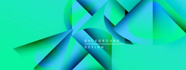 Soyut geometrik şekiller örtüşüyor, canlı turkuaz renkler yaratıyor, mavi renkler. Modern tasarım derinlik, hareket, görsel ilgi.