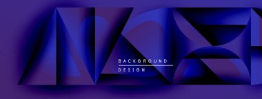 Soyut geometrik şekiller, canlı mavi renkler, modern tasarım. Arkaplan özellikleri katmanlı formlar, derinlik ve doku yaratıyor. Minimalist estetik.