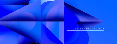 Soyut mavi tasarım katmanlı şekiller, gradyanlar içerir. Modern kompozisyon dinamik görsel efekt yaratır. Arkaplan metin ögelerini içerir.