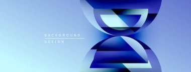 Soyut mavi tasarım katmanlı şekiller içerir. Gradyan renkler dinamik görsel efekt yaratır. Minimalist biçim arkaplan için uygun.