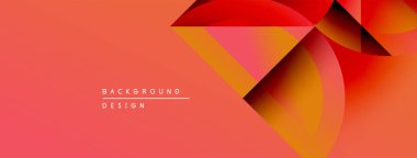 Soyut geometrik tasarım. Sıcak renk paleti baskın, turuncu ve kırmızı renkleri var. Modern estetik, dinamik kompozisyon.
